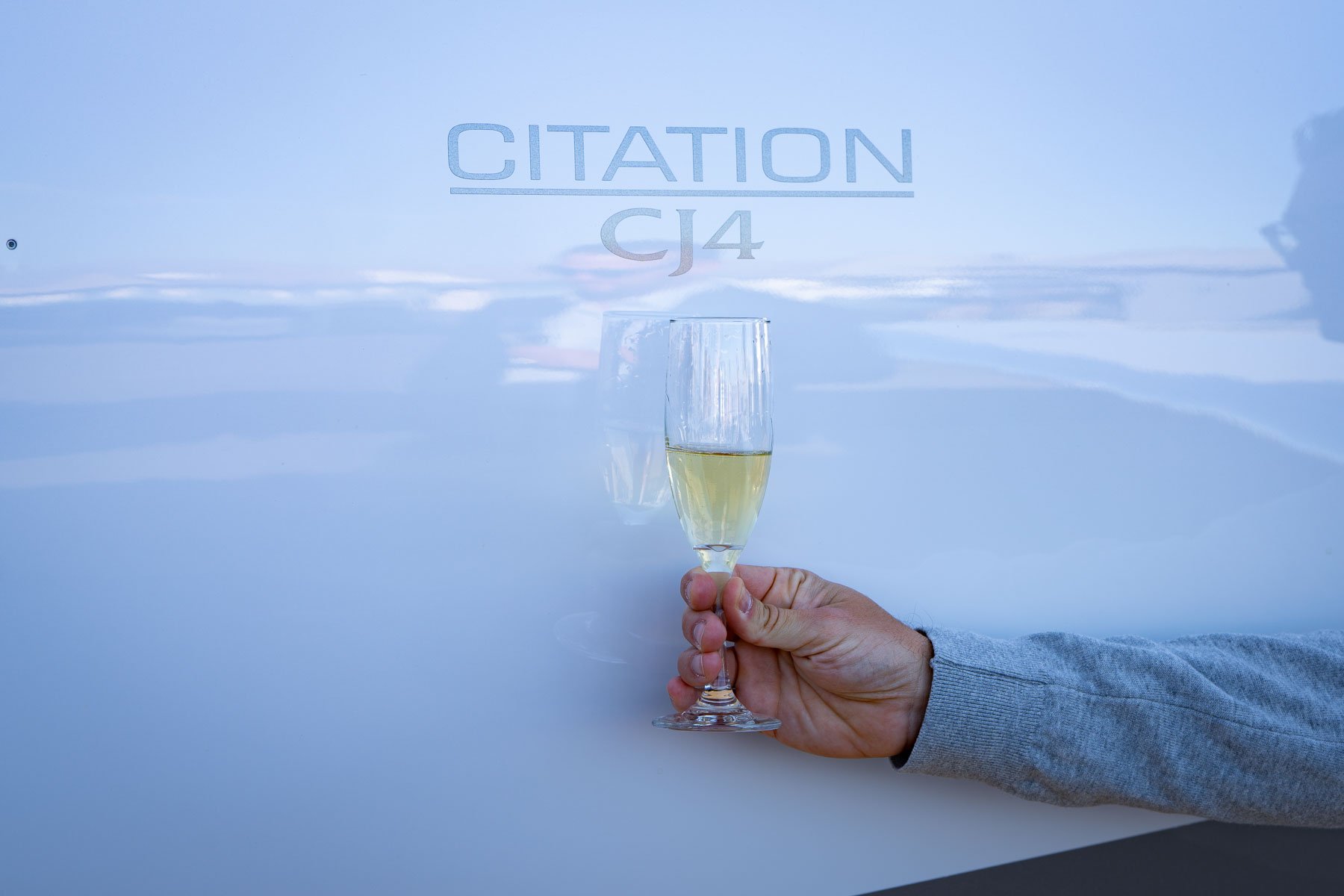 Champagne toast for new jet